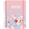Grupo Erik Quaderno Appunti A5 BT21 Cherry Blossom - Taccuino con Anelli Bullet Journal Puntinato con Tasca Interna e Copertina Rigida, 180 Pagine |Scuola Cancelleria, Diario Personale BTS Gadget
