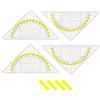 Ousuwo Set di 4 righelli triangolari multifunzionali, quadrati con manico, design flessibile e infrangibile, per studenti, ufficio e designer, 20,8 x 8,5 cm, strumenti da disegno e disegno