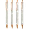 PATIKIL Penna A Sfera Con Cristalli, 4 Penne A Sfera Con Perle Cristallo Inchiostro Nero Punta 1.0mm Eleganti Per Donne Regalo Ufficio Appunti Journaling, Bianco