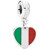 The Charmery Charm della bandiera italiana in argento 925 compatibile con i bracciali Pandora, Trollbeads, Chamilia, Biagi e molti altri bracciali con ciondoli britannici.