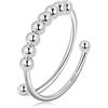 EUDORA Harmony Ball EUDORA Anello Harmony Ball Anti-Stress Argento Sterling 925 Perline Fidget Regolabile Donna - Anelli Anti-Ansia Impilabili Spinner