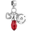 FGT Ciondoli pendenti a forma di cuore con cristalli e pietre portafortuna da gennaio a dicembre, compatibili con braccialetti Pandora da donna, 1 cm, Rame, Non pietra preziosa