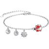 JFASHOP Bracciale con coccinella Regali Red Ladybug Macchie nere in argento sterling 925 Ladybug gioielli per ragazze donne insetti amanti Argento