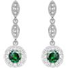 Crystalline Azuria Donna 18ct Placcato Oro Bianco Orecchini Pendenti con Rotondo Verde Smeraldo simulato Cristalli di Zirconi