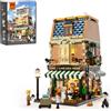 FUNWHOLE Caffè Letterario - Set di Costruzione Modulare con Luci LED, Casa del Caffè in Città - 1718 Pezzi, per Adulti e Adolescenti