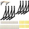 NAMIS 8 PCS Staffe per Mensole Pesanti Nero Supporto per Mensole a Muro Supporto Triangolare Metallo Reggimensola a Muro con Viti per Cucina Camera Letto Balcone 20 x 12cm(capacità carico:30KG)