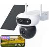 EZVIZ 4G LTE Telecamera Esterno con Doppia Lente Motorizzata, 4MP+4MP Batteria 10400mAh con Pannello Solare, AOV, Visione Notturna a Colori, Rilevamento Persone/Veicoli, Audio Bidirezionale, CB90x Kit