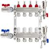 VANCOCO Collettore Riscaldamento Pavimento in Acciaio Inox 4 Circuiti, Eurokonus 16×2 mm, Kit Sfiato Veloce, Valvole a Sfera 1, Portata 5 L/min, Misuratore di Portata