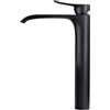 Kelelife Miscelatore per lavabo da bagno nero opaco alto con cascata singola, rubinetto lavabo monocomando da appoggio, miscelatore in ottone
