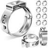 Jeboler 10 fascette monoorecchio, 10,3 - 12,8 mm, in acciaio inox 304, fascette stringitubo monoorecchio, fascette stringitubo per tubo flessibile regolabile