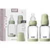 Bibs Biberon in vetro BIBS. Anti-coliche. Set di 2.Tettarella rotonda in Silicone. Favorisce l'allattamento naturale al seno, Complete Set - 120 ml (Pack of 2), Sage