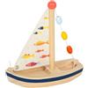 small foot Barca a vela Grande oceano, barca in legno con vela di stoffa, per vasca o piscinetta, dai 2 anni, 12824