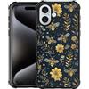 Goodsprout Compatible with iPhone 16 Case,Vintage Yellow Bee Floral Amazing Pattern Design Shockproof Anti-Scratch Hard PC Back Case for iPhone 16
