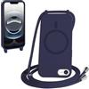 FMPCUON FNPCUON Cover Magnetica Silicone per iPhone 16E con Cordino,Compatibile con MagSafe,Custodia con Laccio Collana Tracolla Collo Sottile TPU Antiurto Protettiva Case con Corda.Blu