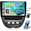NHOPEEW 4+64G Autoradio per Peugeot 107 / Citroen C1 / Toyota Aygo 2004-2014 con Carplay e Android Auto - Schermo incell da 10 pollici Supporto WiFi GPS Comandi al volante + Telecamera di retromarcia