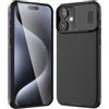 Colala Custodia per iPhone 16 Cover - Copertura della Fotocamera Scorrevole, Materiale PC + TPU di Alta Qualità, Antiscivolo, Antiurto, Antigraffio - Nero