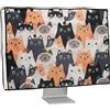 kwmobile Custodia Monitor Compatibile con 31-32 Monitor Monitor - Copri Schermo PC - Copertura Antipolvere PC in Lino - Gatti