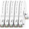 1aTTack.de Cavo di rete piatto Cat.7 Gigabit Ethernet Lan (RJ45), 10Gbit/s, compatibile con Cat.5 -Cat.5e - Cat.6 Bianco / 5 pz 0,5 m