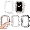 Kamita [4Pezzi] Kamita Diamante Custodia per Apple Watch Serie SE/6/5/4 44mm, Cover Protettiva [No Screen Protector], Glitter Bumper Case per iWatch6/iWatch5/iWatch4 (Trasparente+Argento+Nero+Oro rosa)