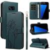 Bravoday Cover per Samsung Galaxy S7, Custodia in PU Pelle Portafoglio Flip Schede con Slot per Carte, Magnetica Antiurto Cover per Galaxy S7, Verde Scuro