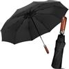 Le Monde du Parapluie - Ombrello pieghevole automatico da uomo - Ombrello a tre persiane, Nero, Classic