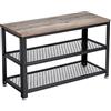 VASAGLE Panca per Scarpe, Scaffale a 2 livelli, Organizzatore per Scarpe, 73 x 30 x 45 cm, per Ingresso, Soggiorno, Telaio in Acciaio, Stile Industriale, Gres e Nero LBS73MB