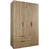 Composad | Armadio Linea ESPRESSO con 3 Ante e 2 Cassetti Larghi, Armadio Contenitore, Salvaspazio, Camera da letto, Lavanderia, (LxAxP) 119,3x200x58,2 cm, Colore Rovere Oak Mielato, Made in Italy