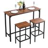 VEVOR Set Mobili da Bar Tavolo Sedie da Cucina 3 Pezzi con 2 Sgabelli da Bar e Bordi Arrotondati, Tavolo da Pranzo da 120 x 40 x 90 cm, Marrone Rustico e Nero, Adatto per Ufficio, Minibar