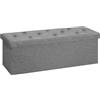 Sweetcrispy - Panca pieghevole con vano portaoggetti, 110 x 38 x 38 cm, contenitore con coperchio come sgabello e poggiapiedi, portata fino a 300 kg, per soggiorno, camera da letto, corridoio, grigio