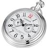 Tiong Orologio da tasca meccanico in acciaio inox con catena treno di Londra, 34-Argento, Classico