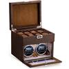 HEYOUTH Carica Orologi Automatici,Scatola del Tempo per Orologi,Orologi Ultra-Silenzioso Watch Winder Con Luce a LED, Con Scomparti Extra Per Orologi (Brown)
