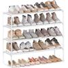 SONGMICS Scarpiera a 4 ripiani, organizer per scarpe, in metallo, verticale o capovolta, adatta da 16 a 20 paia, impilabile, per corridoio, 30 x 92 x 74 cm, bianco perla, LSA014WK01