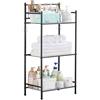 KAIMEIYU Scaffale Bagno Organizzatore di Scaffali in Metallo 3 Ripiani Scaffale Cucina Salvaspazio Portasciugamani da Terra per Bagno, Cucina, Soggiorno Nero