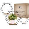 Hauly Set di 3 mensole da parete esagonali in metallo nero | Mensole galleggianti con viti nere abbinate | Mensola decorativa appesa per camera da letto, soggiorno, compresi gli accessori di montaggio