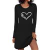 Demegimi Camicia da Notte Donna in Cotone a Maniche Lunghe Camicia da Notte con Stampa a Cuore di Fiocchi di Neve e Scollo Rotondo