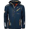 Geographical Norway Royaute Men Distribrands - Giacca Softshell impermeabile uomo - Giacca cappuccio traspirante all'aperto vento tattica resistente all'inverno (Blu_marino_Arancione M)