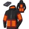 GOTOBI Pile Giacca Riscaldata Uomo Con Power Bank 12v 18400mah, 8 Zone Di Riscaldamento Giacca Riscaldamento Elettrico Con 3 Livelli Di Temperatura,Cappotto Invernale con Cappuccio,L