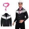 AKFJDLAD Costume da cowboy da uomo, a maniche lunghe, stile occidentale, classico, per cosplay, Nero , XXL