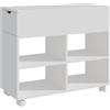 Relaxdays Contenitore su Ruote Relaxdays, 5 Scomparti, cassetto, HxLxP: 61 x 70 x 30 cm, Aperto, armadietto Mobile, Bianco