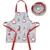 Catherine Lansfield Set grembiule e cappello per bambini in cotone con gnomi natalizi, grigio/rosso
