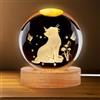 Leikurvo Luce notturna a sfera di cristallo 3D: lampada USB per gatti, luce calda, base in legno, decorazione per Natale, Ringraziamento, San Valentino