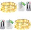 taiyongkang Set di 2 catene luminose per interni con timer e telecomando, 5 m, 50 LED, luce bianca calda, per camera da letto, Natale, matrimonio, utilizzabile