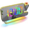 ThreeH Digitale Sveglia Arcobaleno Sveglia Proiezione con Superficie Specchio Colorato luce Notturna per il Trucco Modalità di oscuramento Funzione Snooze Oro