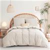 WAVVE Biancheria da letto 200 x 200 cm, 3 pezzi, colore beige, copripiumino da 200 x 200 cm, con federe da 65 x 65 cm, set di biancheria da letto 2 x 2 m, in microfibra con chiusura lampo, morbida e