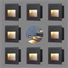 VivaLet Lampada LED Segnapasso da Incasso 8 Pezzi 3W 300LM, Luci Per Scale da Parete Per Esterni 230V 3000K, IP65 Scatola da Incasso 68 mm, 85 X 85 mm, Applique Alluminio Nero