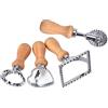 Bkrdty Taglia Ravioli 4 Pezzi Stampo per Ravioli Pasta Quadrato Tondeggiante Cuore Ruota Stampi Ravioli con Manico in Legno per Ravioli Pasta Gnocchi Lasagna e Biscotti