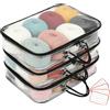 PORFOYO Set Di 3 Sacchetti Di Stoccaggio Trasparenti In PVC Con Cerniera E Manico Per Giocattoli, Cosmetici, Scarpe, 40 X 30 X 10 Cm, Con 4 Etichette Bianche