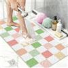 BLESWIN Tappetino Doccia Antiscivolo 40x80 cm con Drenaggio, Tappeto Bagno Antiscivolo Morbido, Tappetino da Bagno Antimuffa ad Asciugatura Rapida per Famiglie a Quadri Multicolori