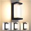 Mille Lucciole LED 24W Lampada da Esterno Parete 3 Colori Regolabile Applique da Esterni IP65 Impermeabile Applique Interno Nero Rettangolo Alluminio Per Cortili Giardini Portici Parchi Balconi