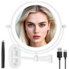 Auxmir Specchio Trucco con Ingrandimento 20X/1X, Specchio da Parete a 54 LED 3 Colori di Luce, Specchio Estensibile, Rotazione a 360°, Alimentato da Batterie Ricaricabile 3200mAh, per Bagno Hotel Spa